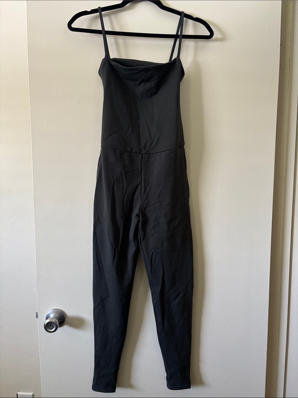 Live The Process Black Slim Jumpsuit with Spaghetti Straps